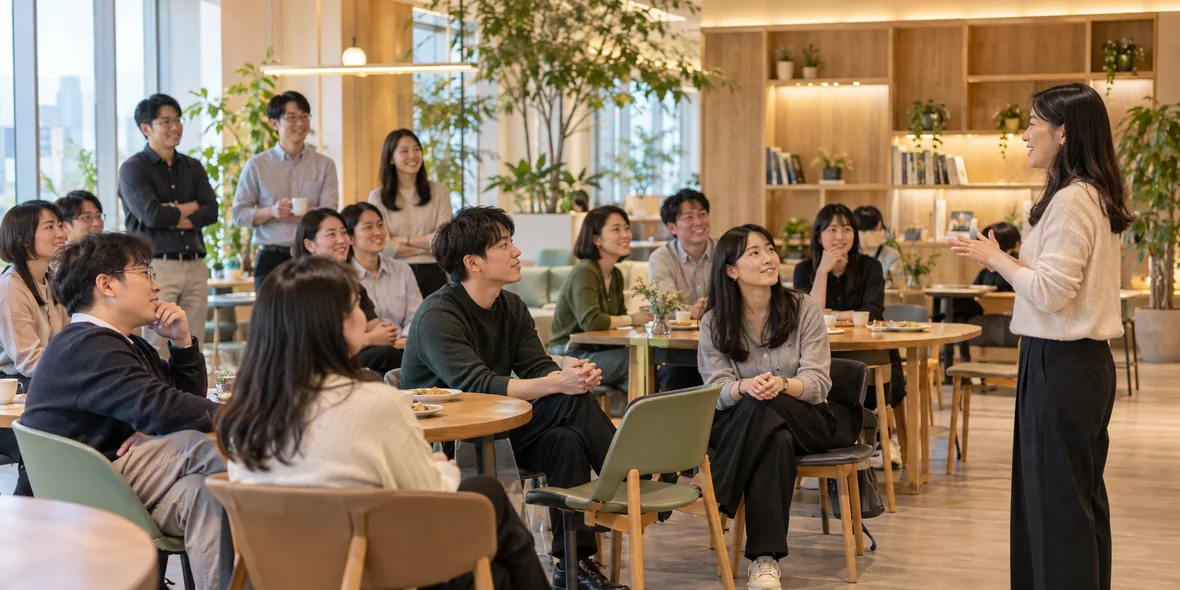 직원들이 모인 사내 행사 예시