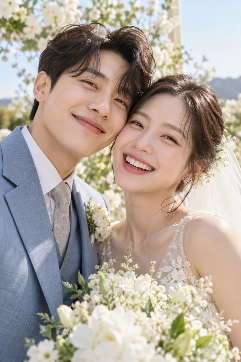 두 사람의 웨딩 사진